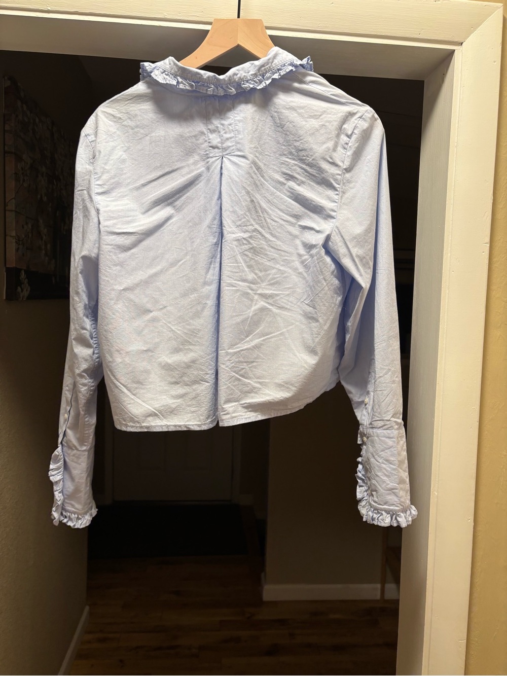 Ruffle Trim Regenerative Cotton Poplin Shirt - Picture 5 of 6